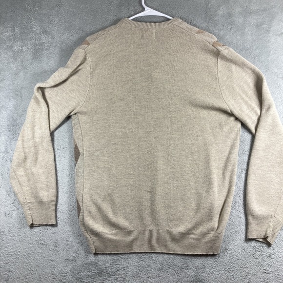 Vintage Argyle Sweater Men Large Brown Robert Bruce V Neck Preppy LS USA Made - Picture 13 of 13